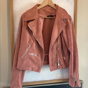 Faux suede moto jacket